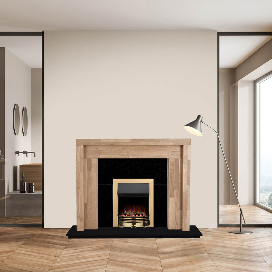 Focal Point Fire Surround Oak Effect MDF Fireplace Contemporary H104.1xW121.2cm - Image 1