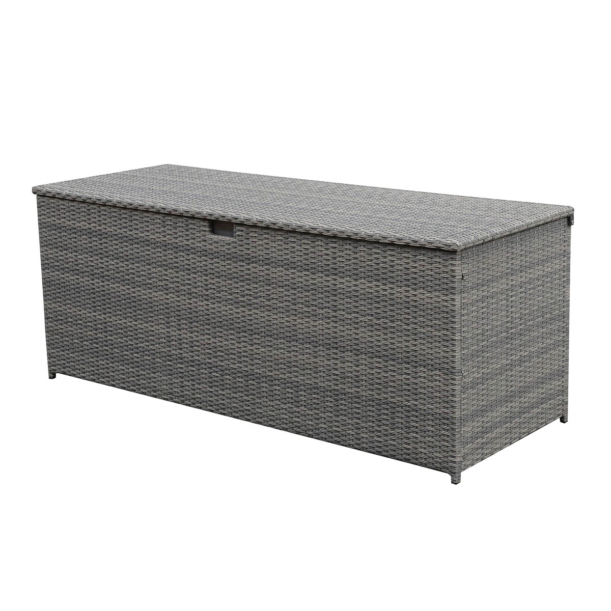 Hamilton Garden Storage Box Steeple Grey Plastic Rattan Effect (W)180 x (D)65cm - Image 1