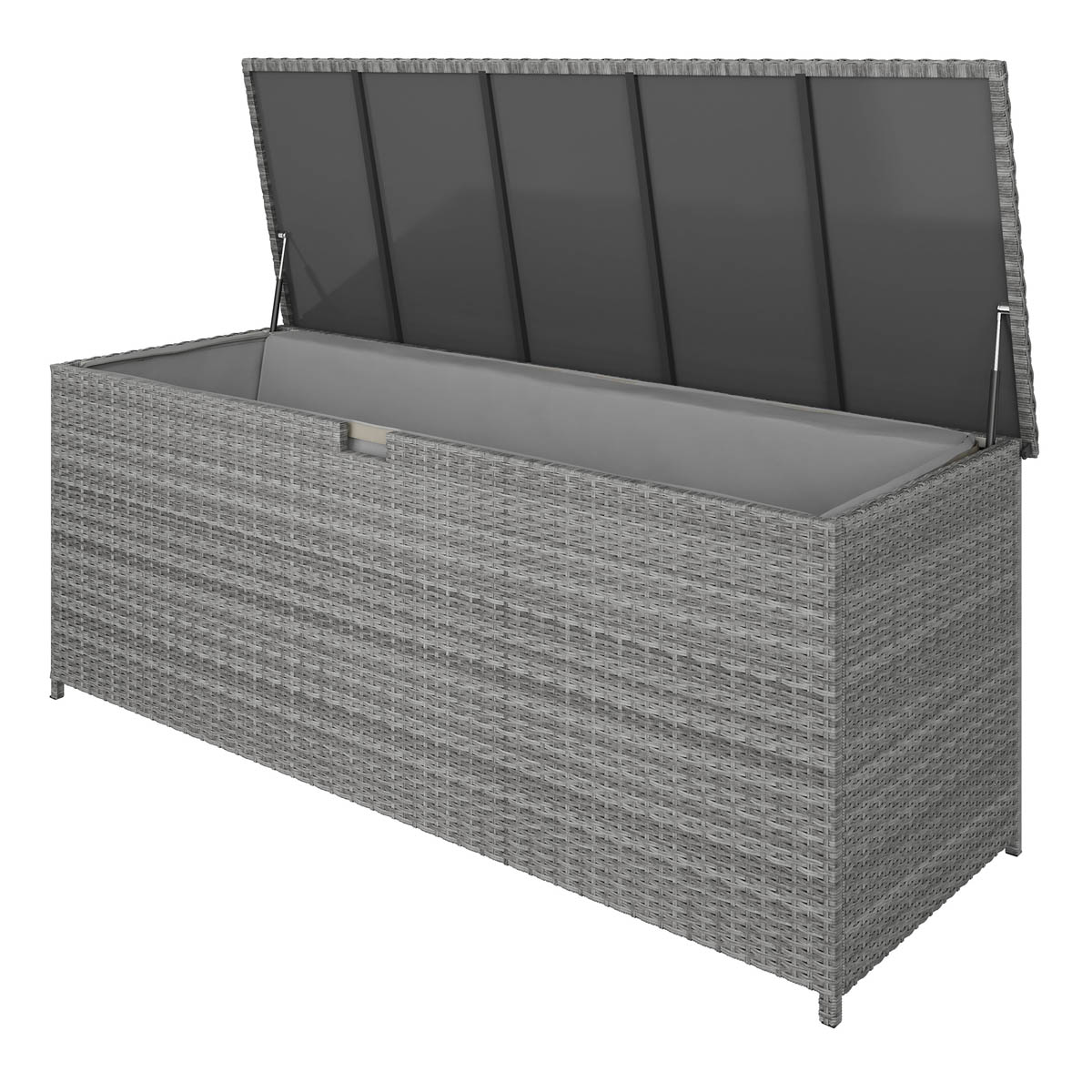 Hamilton Garden Storage Box Steeple Grey Plastic Rattan Effect (W)180 x (D)65cm - Image 6