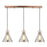 Pendant Ceiling Light 3 Way Multi Arm Cone Antique Copper Effect Industrial - Image 3