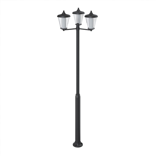 LED Post Light 3 Way Electric Garden Outdoor Lantern Dark Grey 3000lm 33W H210cm - Image 1