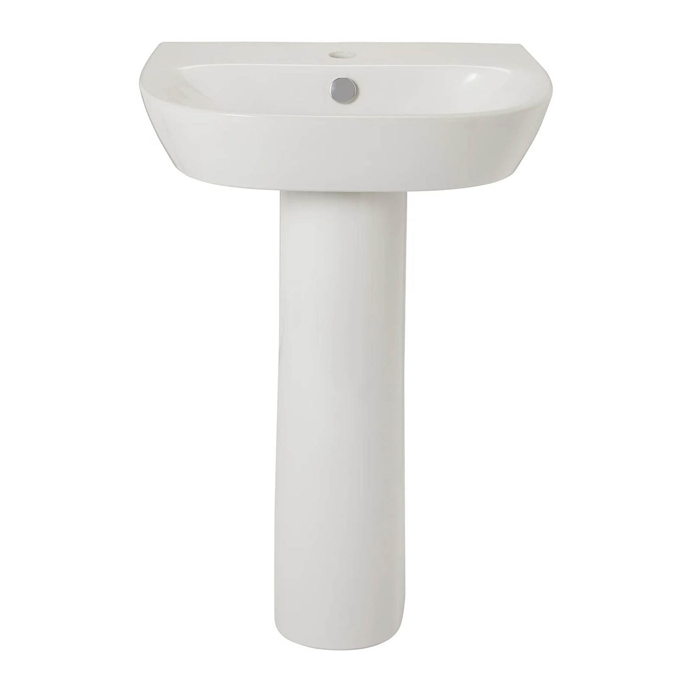 GoodHome Malo Full Pedestal Basin Gloss White Oval 1 Tap Hole 54.5cm - Image 2