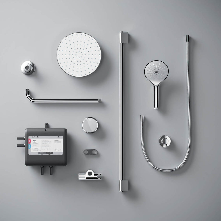 Mira Bathroom Mixer Shower Digital Concealed Chrome 4 Spray Pattern Twin Head - Image 7