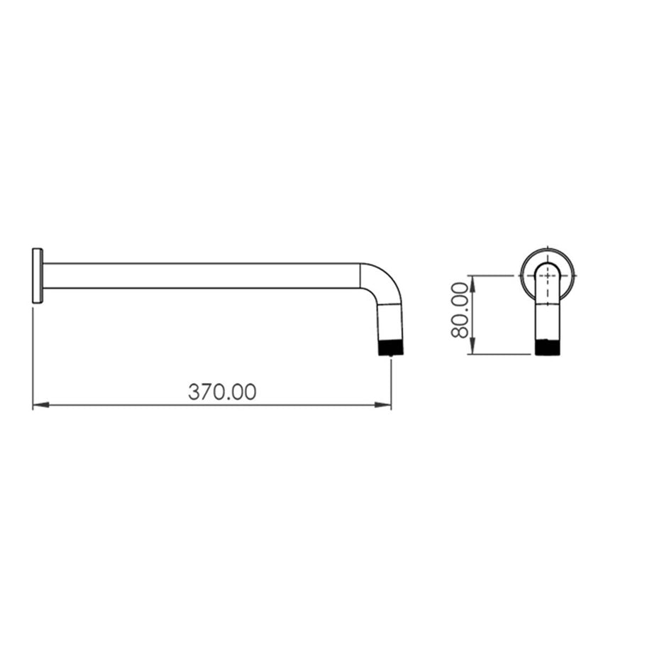 Shower Arm Gloss Chrome Wall Mounted Brass 380mm Round Bathroom Modern - Image 2
