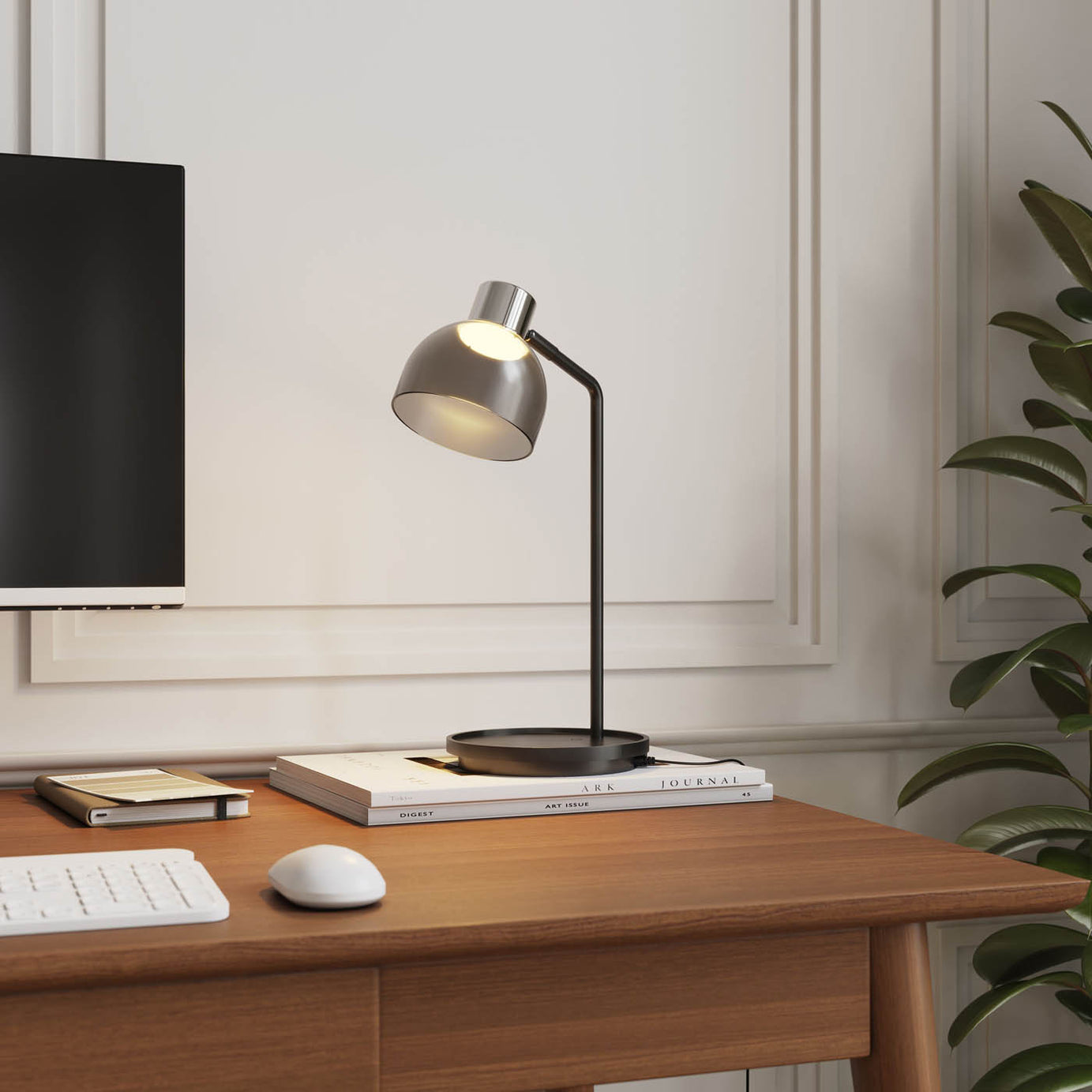 LED Table Lamp Desk Light Touch Control Matt Black Smoked Glass Shade 400lm - Image 2