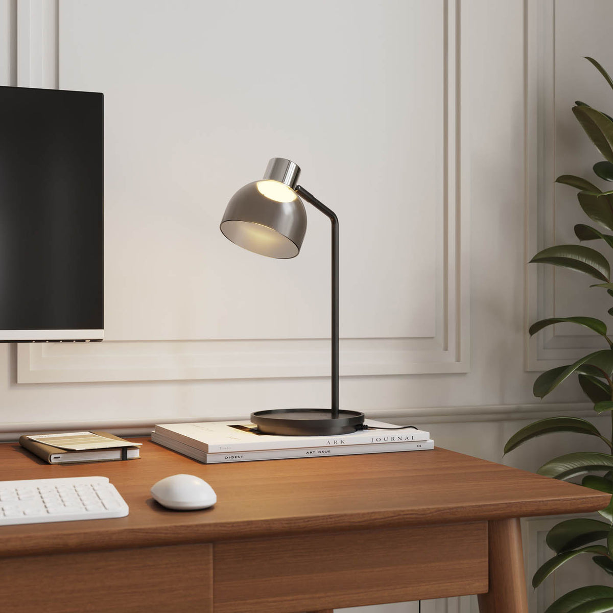 LED Table Lamp Desk Light Touch Control Matt Black Smoked Glass Shade 400lm - Image 2