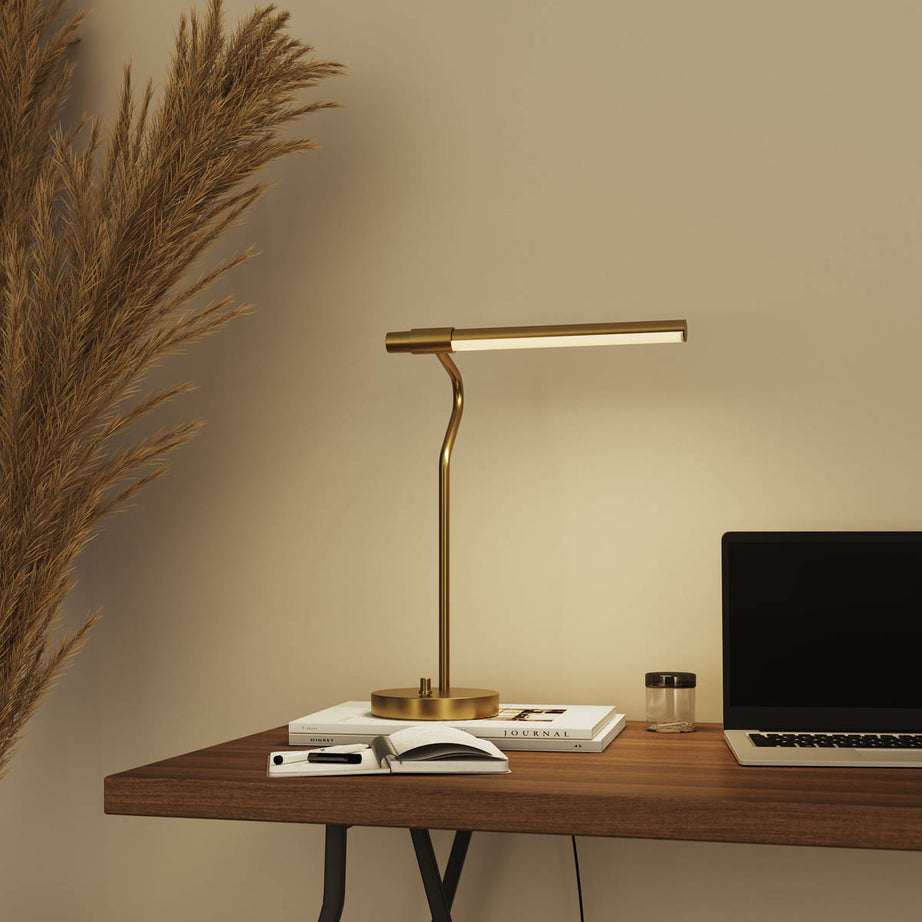 Table Lamp LED Integrated Pendant Matt Gold Effect Adjustable Dimmable Modern - Image 5