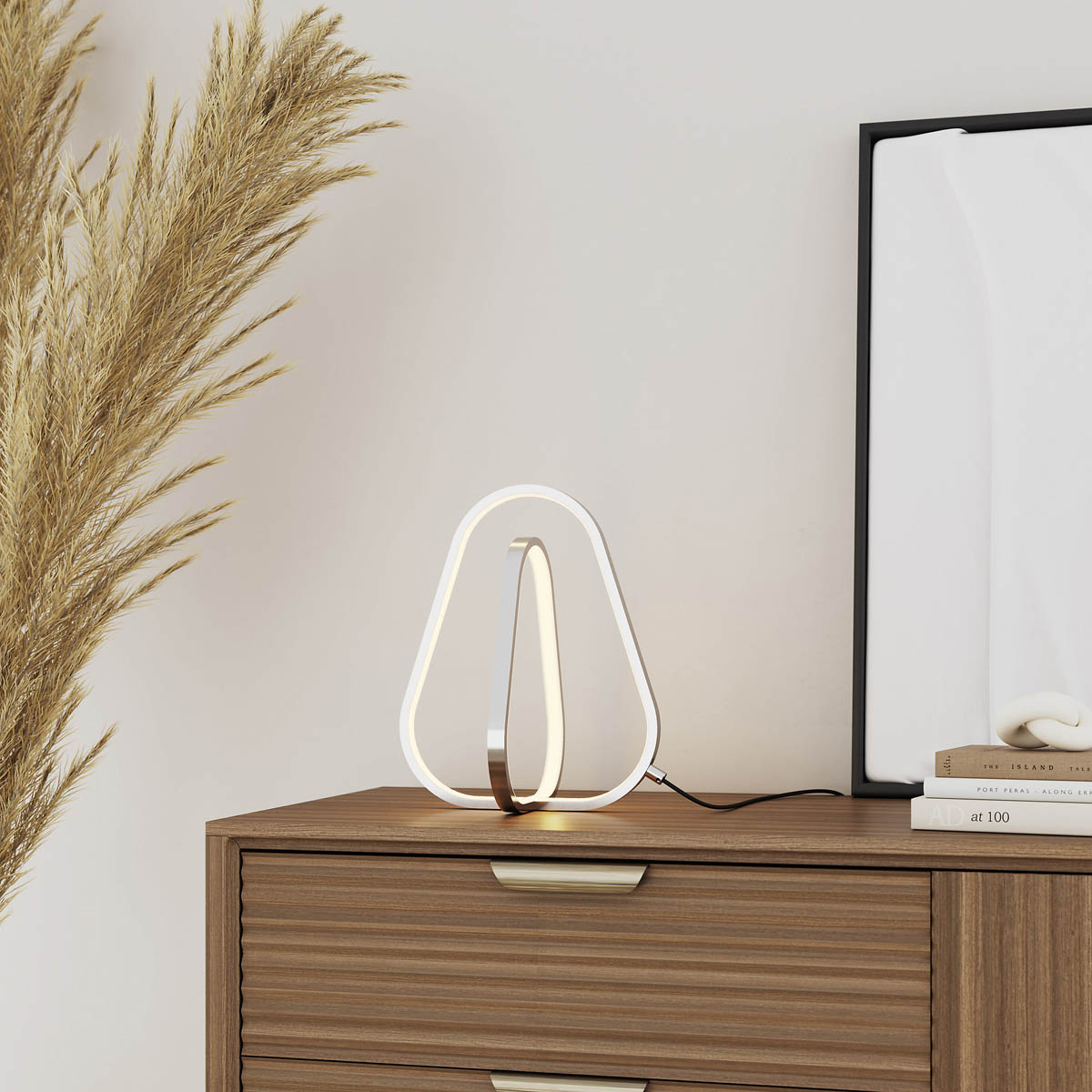 LED Table Lamp Warm White Twisted Pendant Polished Chrome Effect Dimmable Modern - Image 1