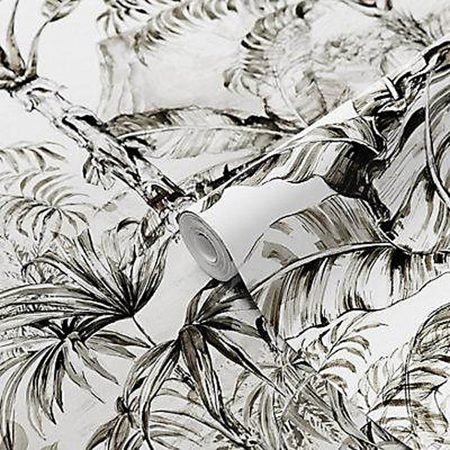 Mural Wallpaper Matt Black White Tropical Jungle Removable Washable 4.45m² - Image 3