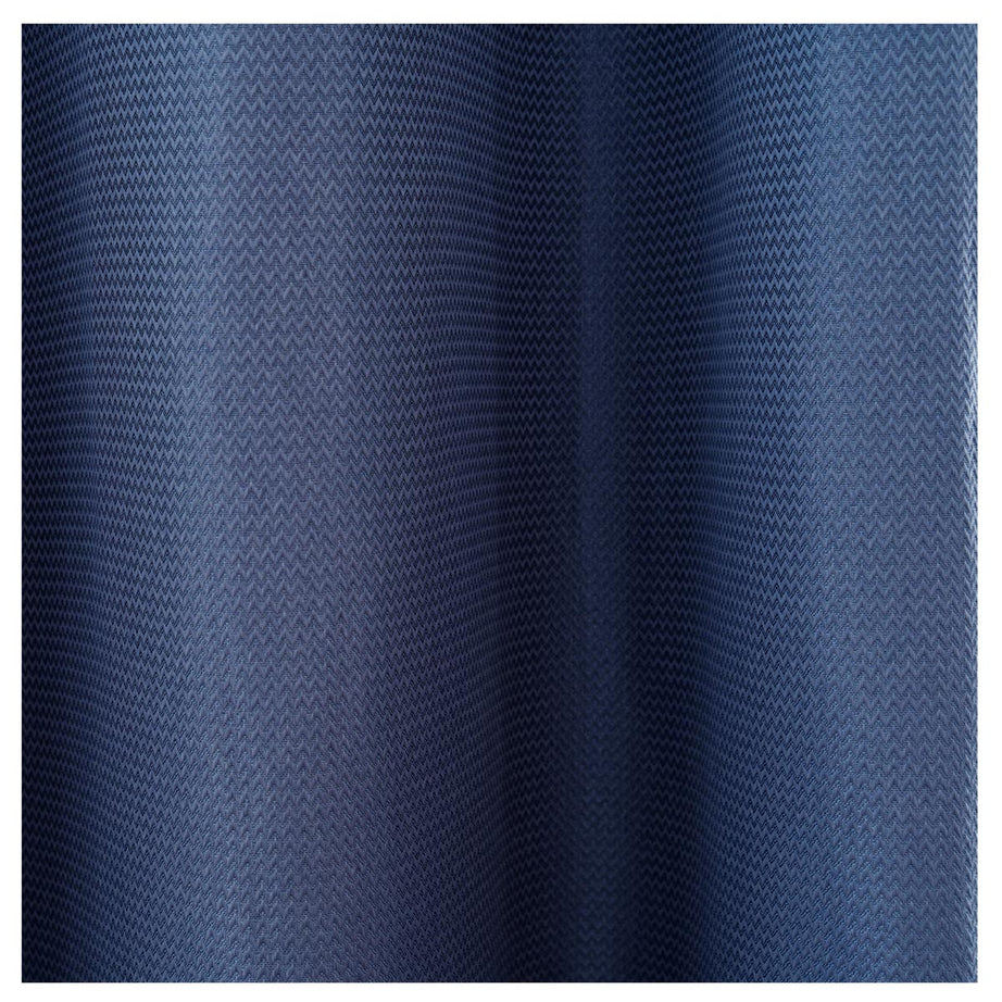 Eyelet Curtain Pair Navy Blue Blackout Chevron Lined Bay Window (W)228 (L)228cm - Image 4