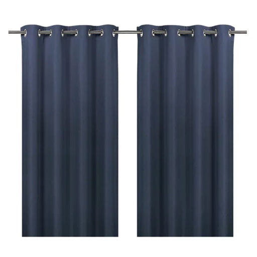 Eyelet Curtains Pair Blackout Navy Lined Ready Made Ring Top (W)167x(L)183cm - Image 1