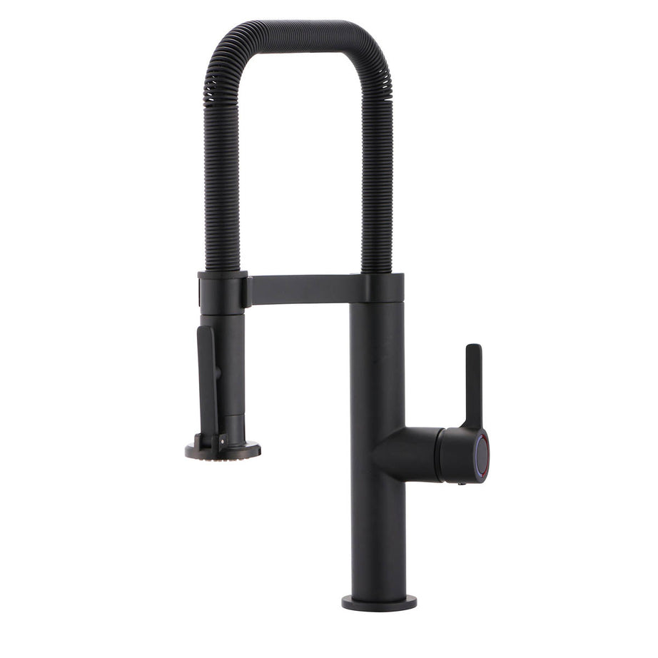 Kitchen Tap Mixer Graphite Single Lever Spring Neck Swivel Spout Modern Faucet - Image 1