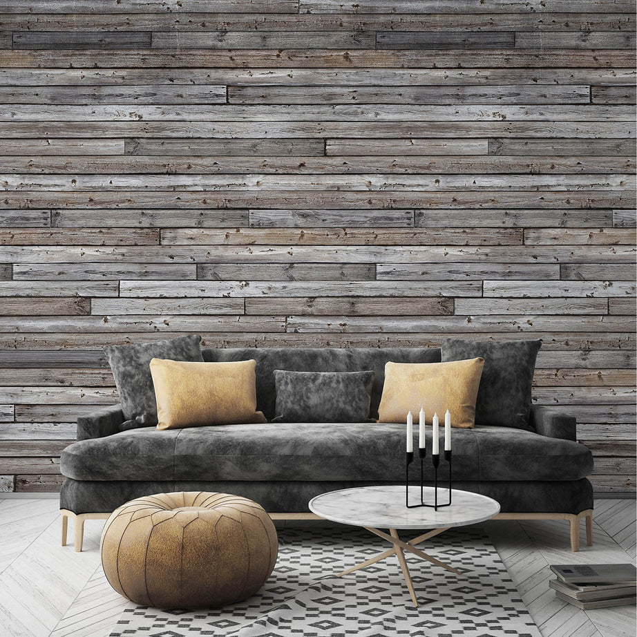 Grandeco Wallpaper Mural Brown Matt Grey Wood Effect Washable Strippable 4.45m² - Image 3