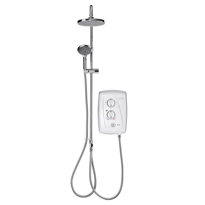 Electric Mixer Shower Chrome 5-Spray Pattern Round Twin Head Bathroom 9.5kW - Image 1