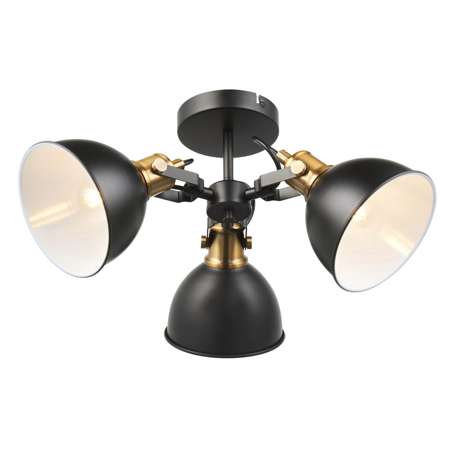 Ceiling Light 3 Lamp LED Steel Black Round Adjustable Shades Dimmable Modern - Image 1