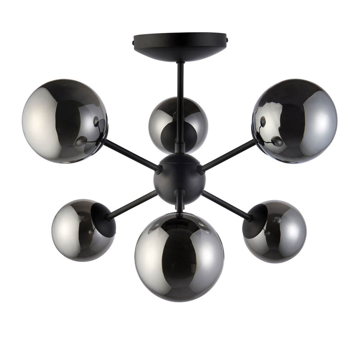 LED Ceiling Light 6 Way Black Glass Steel Dimmable G9 Chandelier Modern Pendant - Image 3