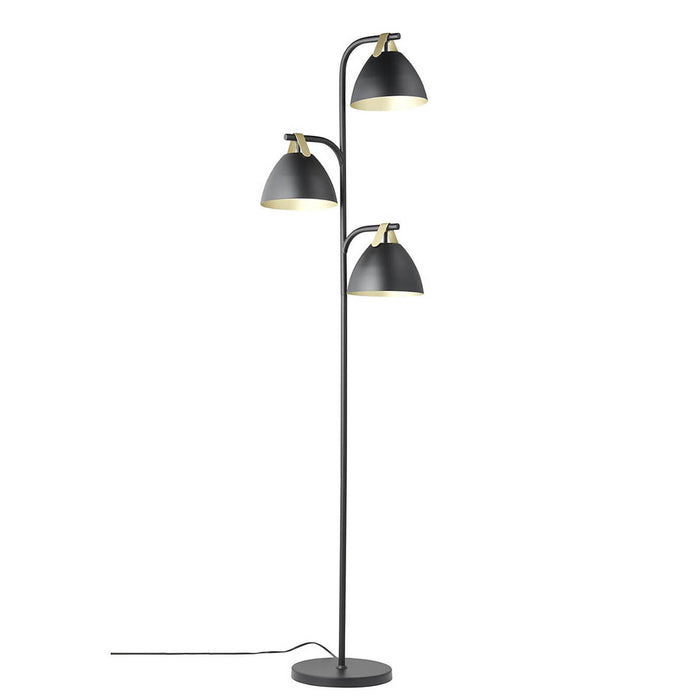 Floor Lamp 3 Light LED Steel Matt Black Finish Inner Gold Effect Modern - Image 3