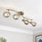 Ceiling Spotlight Bar 4 Way Multi Arm Antique Brass Glass Smoke Globe Shades - Image 1