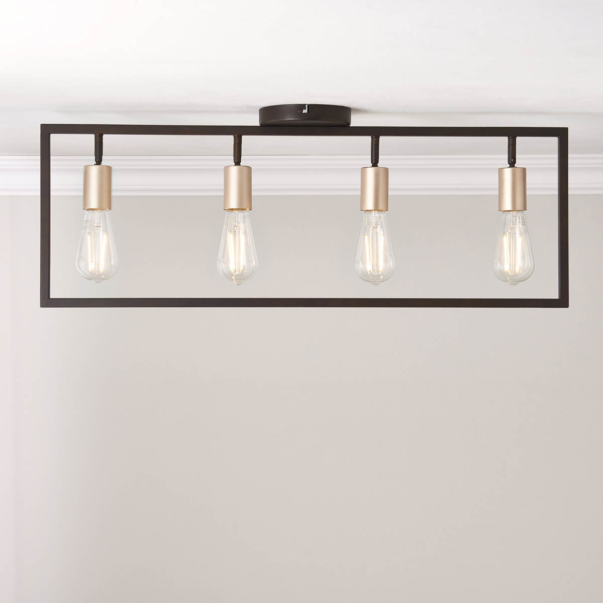 Ceiling Light 4 Lamp LED Bar Brushed Matt Steel Bronze Effect Dimmable Modern - Image 3