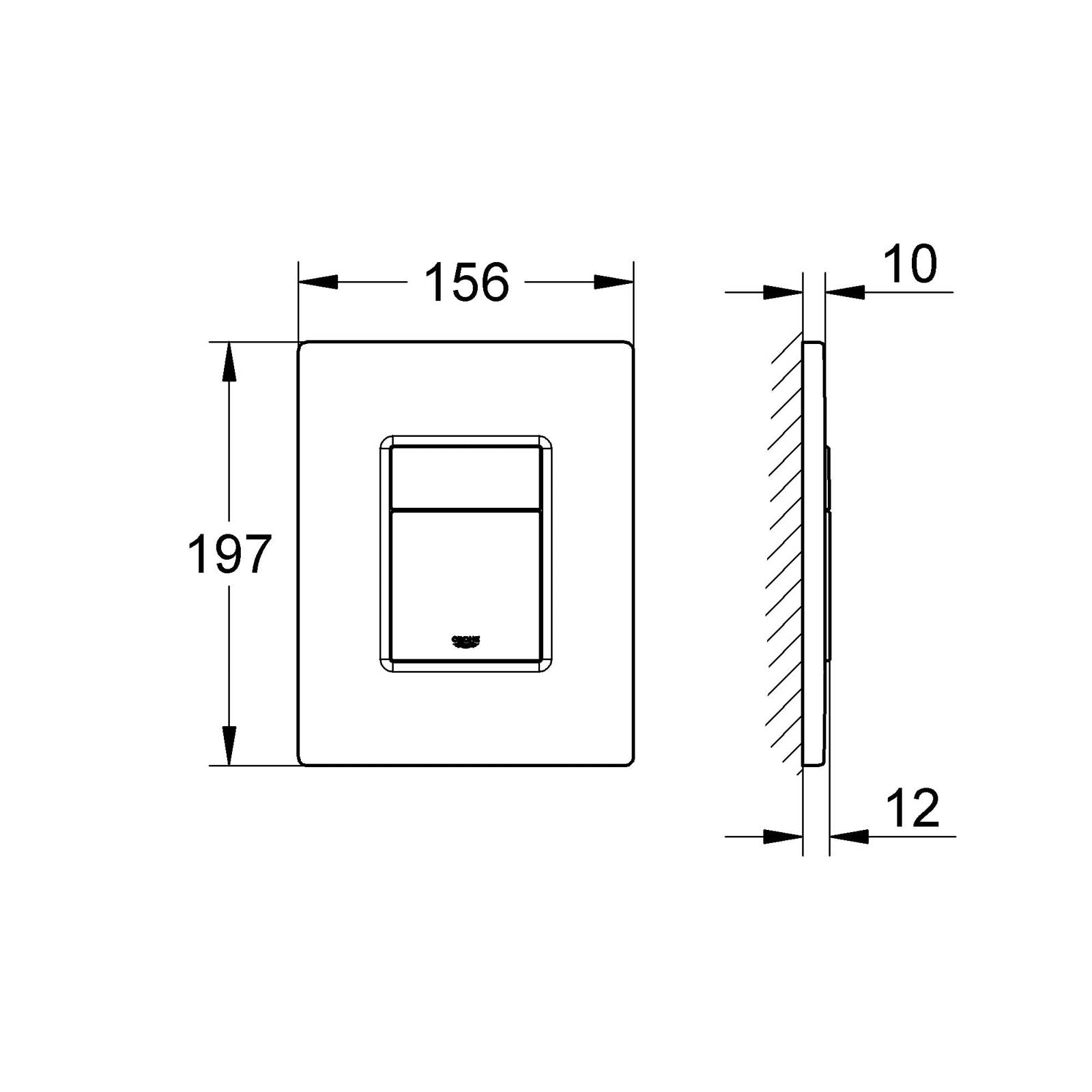 Grohe Even Matt Black Dual Flushing plate (H)197mm (W)156mm - Image 2