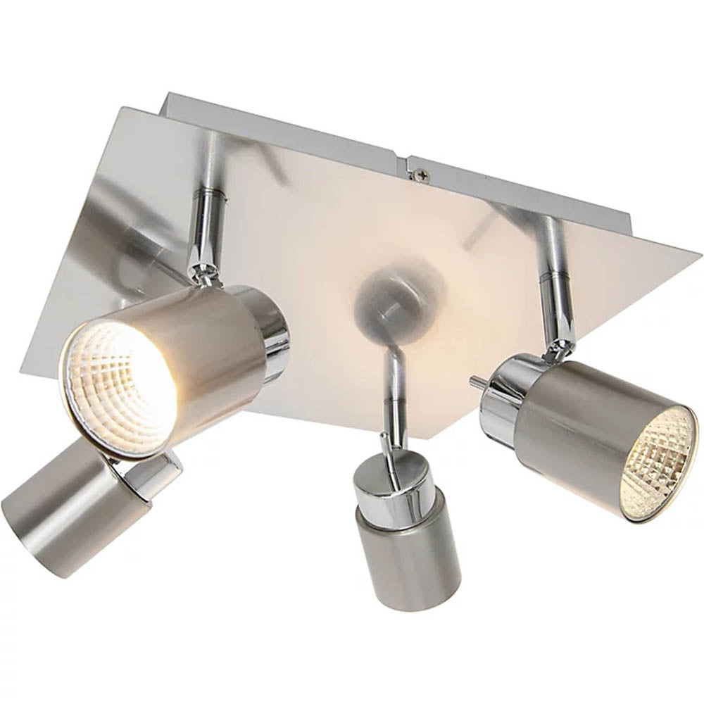 LED Ceiling Spotlight Multi Arm Warm White Square Nickel Effect Modern Metal - Image 1