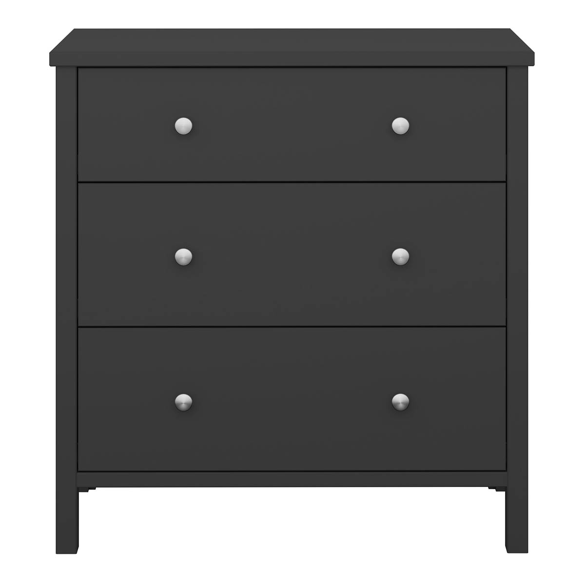 Chest of Drawers 3 Wide Drawer Satin Black MDF (H)840mm (W)800mm (D)410mm - Image 3