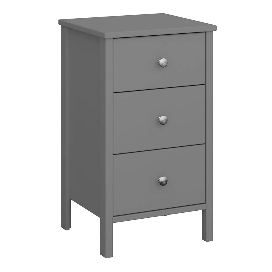 Valenca Bedside Table Cabinet 3 Drawer Satin Grey MDF (H)699 (W)400 (D)382.4mm - Image 5