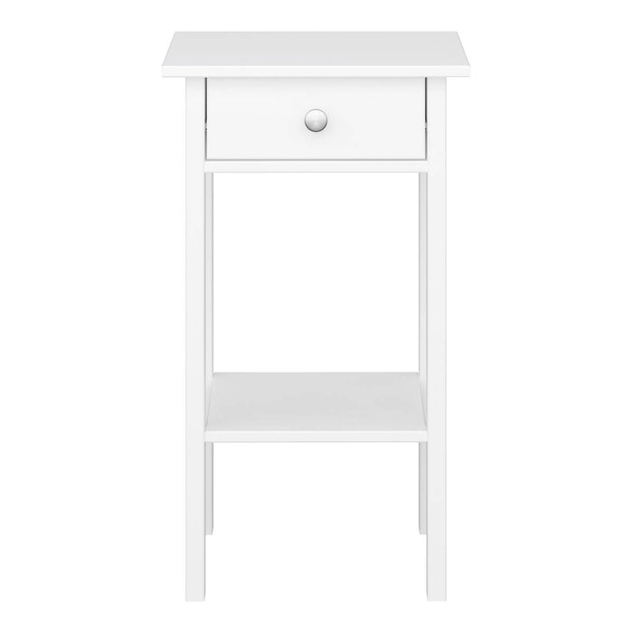 Bedside Table 1 Drawer Nightstand Cabinet Satin White Classic (H)700mm (W)400mm - Image 2