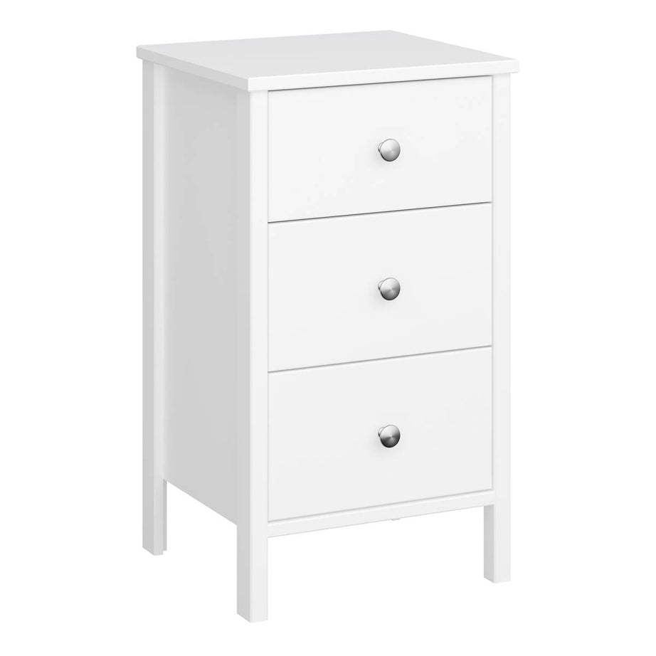 Valenca Bedside Table Chest White 3 Drawer Satin MDF (H)699 (W)400 (D)382.4mm - Image 5