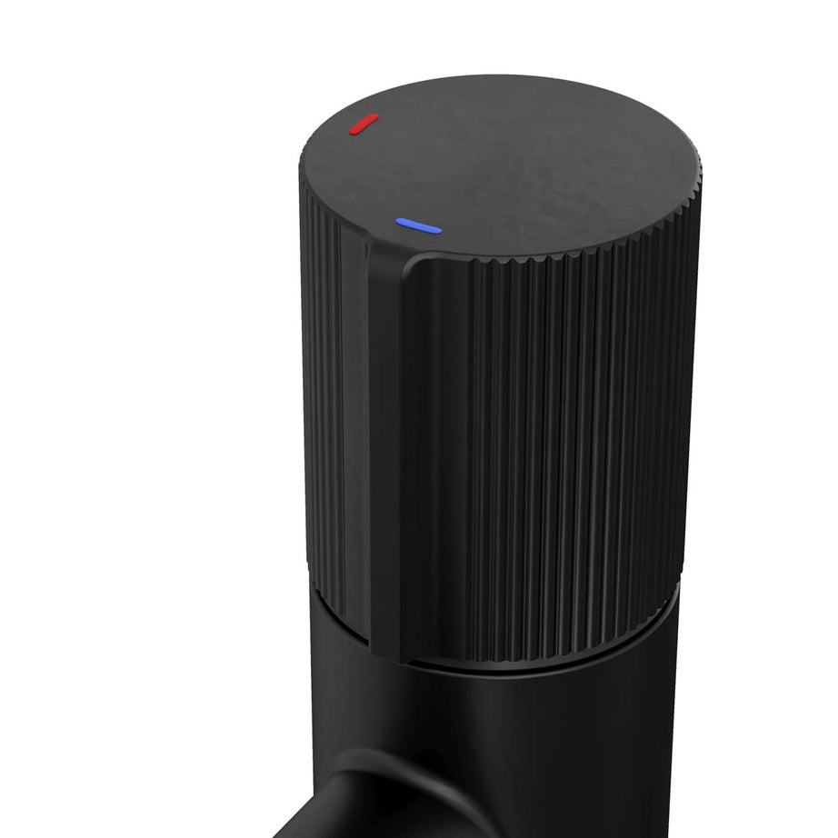 Bathroom Basin Tap Mixer Matt Black Round Single Lever Clicker Waste Modern - Image 7