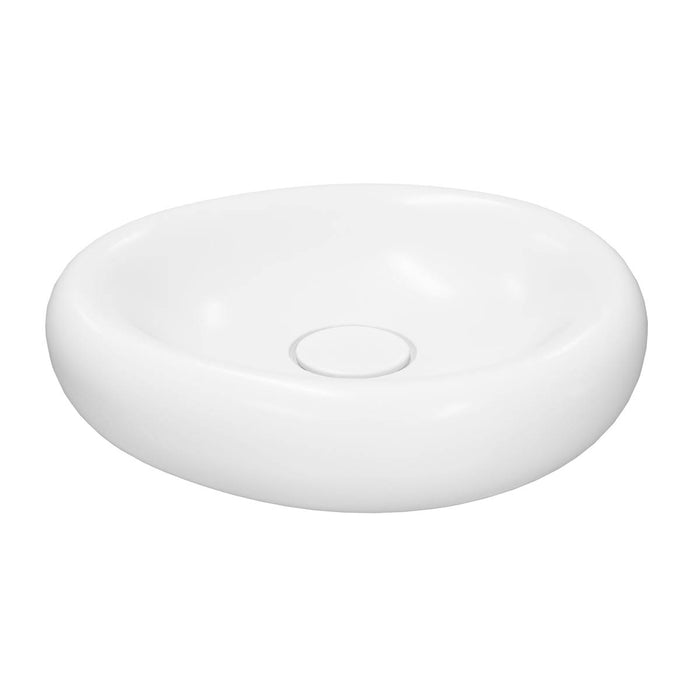 Bathroom Sink Basin Counter Top Matt White Round Elegant Ceramic (W)39.6cm - Image 1