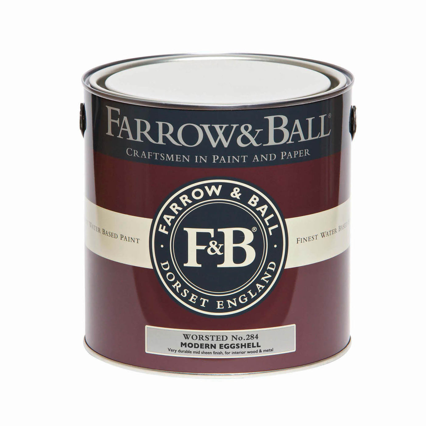 Farrow & Ball Grey Paint Modern Eggshell Worsted No.284 Washable Wipeable 2.5L - Image 3