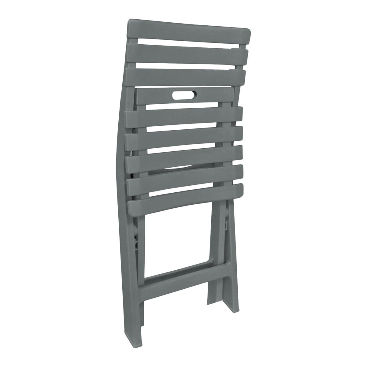 Garden Dining Bistro Set Foldable Table 2 Chairs Grey Plastic Compact Balcony - Image 4