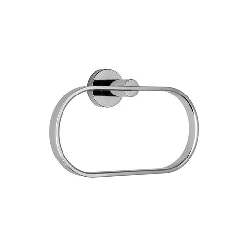 Towel Ring Holder Wall-Mounted Round Polished Chrome Effect Zinc Alloy (W)23cm - Image 1