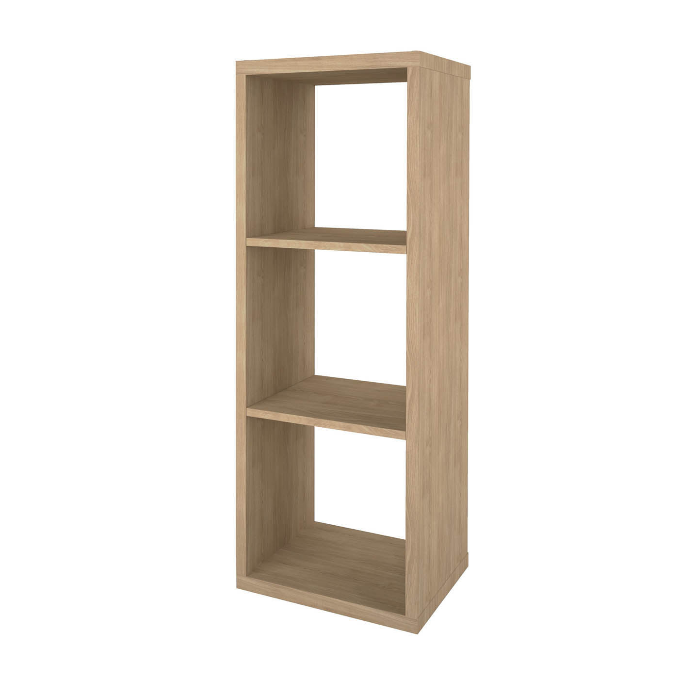 Bookshelf Storage Unit 3 Tier Natural Oak Effect Rectangular (H)1080mm (W)389mm - Image 1