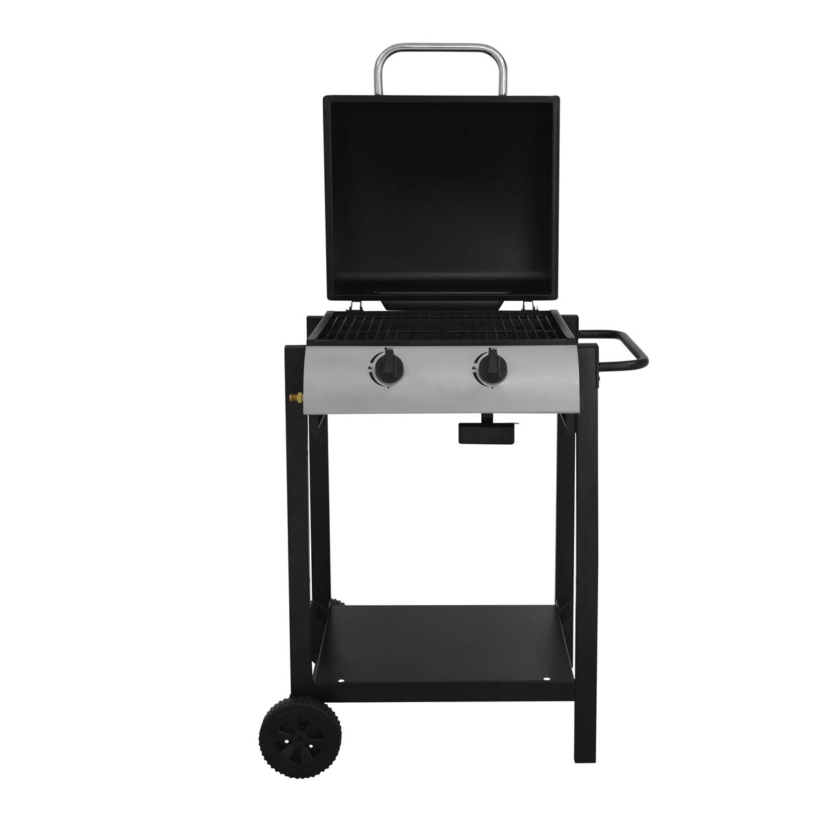 Gas BBQ 2 Burner Black Portable Piezo Ignition Wheeled Compact Outdoor Grill - Image 2