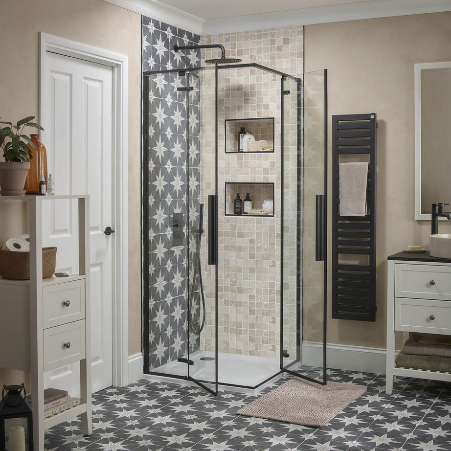 Aquadry Shower Mixer Diverter Valve Thermostatic 2 Outlet Matt Black ½ Turn - Image 1