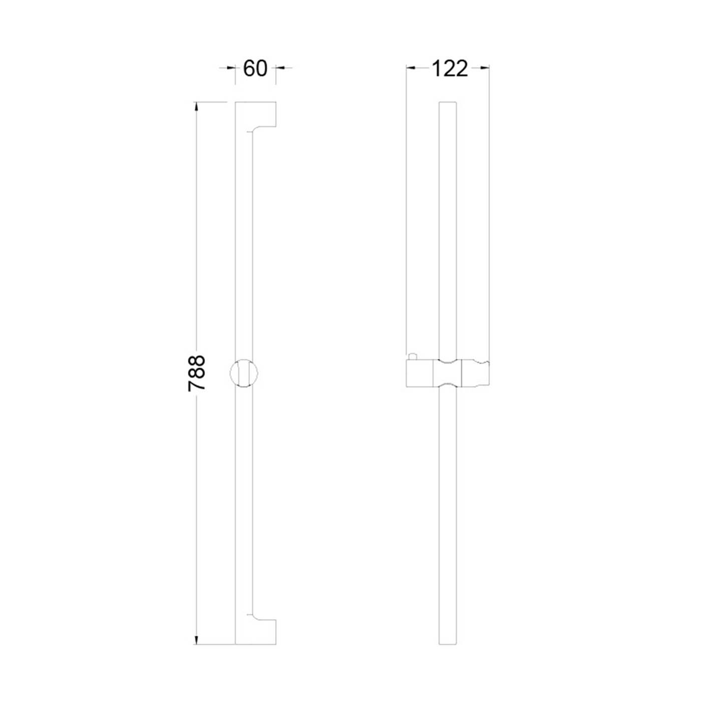 Aquadry Oria Black Matt Straight Shower riser rail, 78.8cm - Image 2