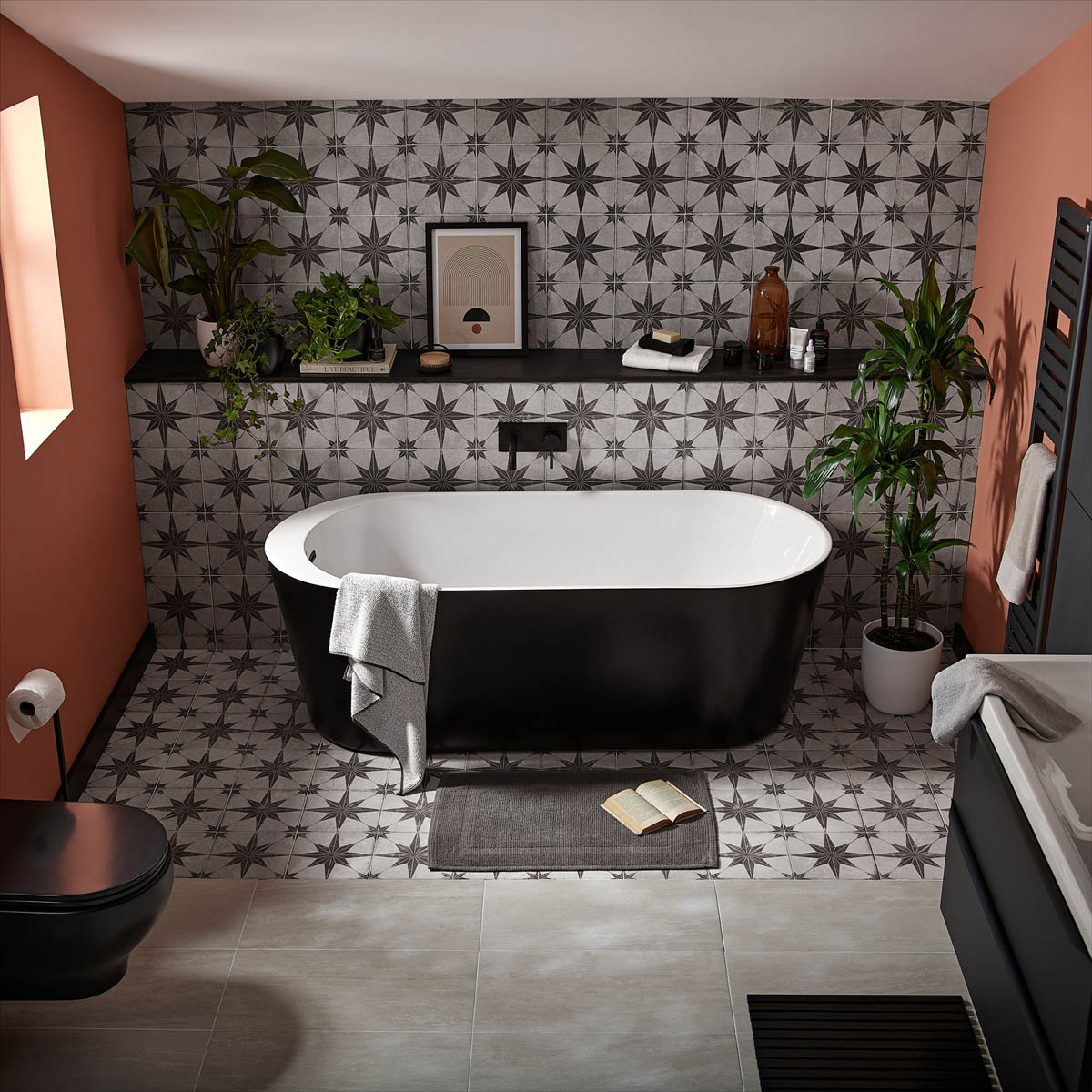 Aquadry Bath Filler Tap Mixer Brass Matt Black Wall Mounted Round Modern - Image 5