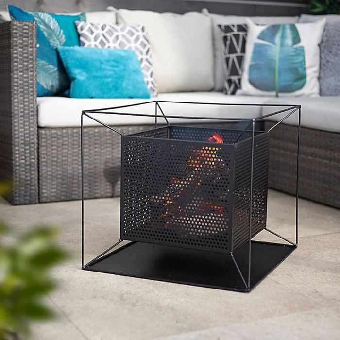 Firepit Log Burner Steel Modern Black Matt Outdoor Garden Stove Heater (H)440mm - Image 7