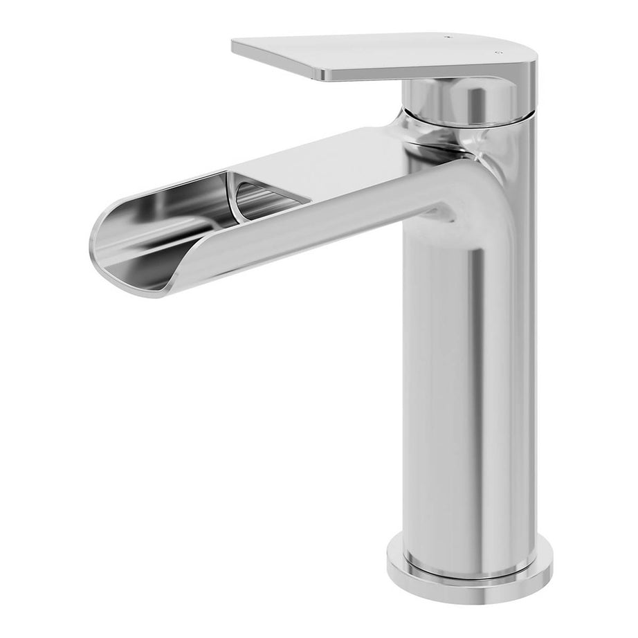 Basin Mixer Tap Chrome Effect Semi Open Spout Modern Bathroom Single Lever - Image 1