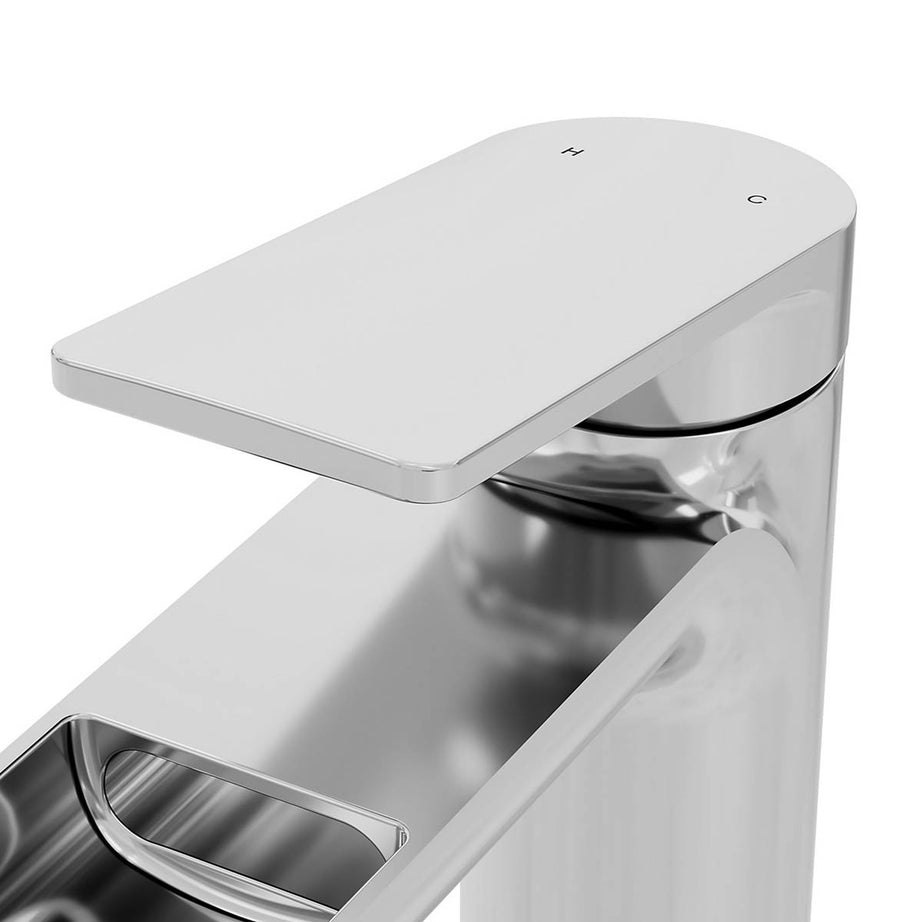 Basin Mixer Tap Chrome Effect Semi Open Spout Modern Bathroom Single Lever - Image 5