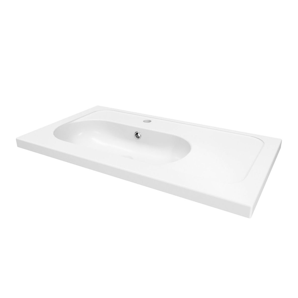 GoodHome Levanna Gloss White Rectangular Vanity Basin (W)80.6cm - Image 2