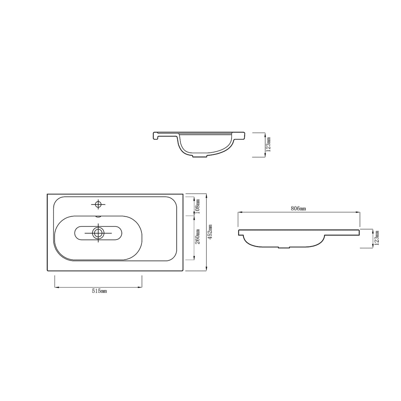 GoodHome Levanna Gloss White Rectangular Vanity Basin (W)80.6cm - Image 9