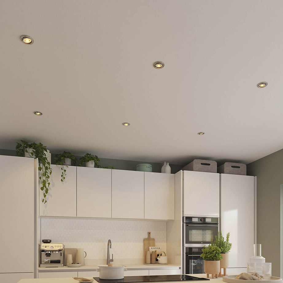 LED Downlights Adjustable Fire-Rated Chrome Effect Warm Neutral White Pack of 6 - Image 2