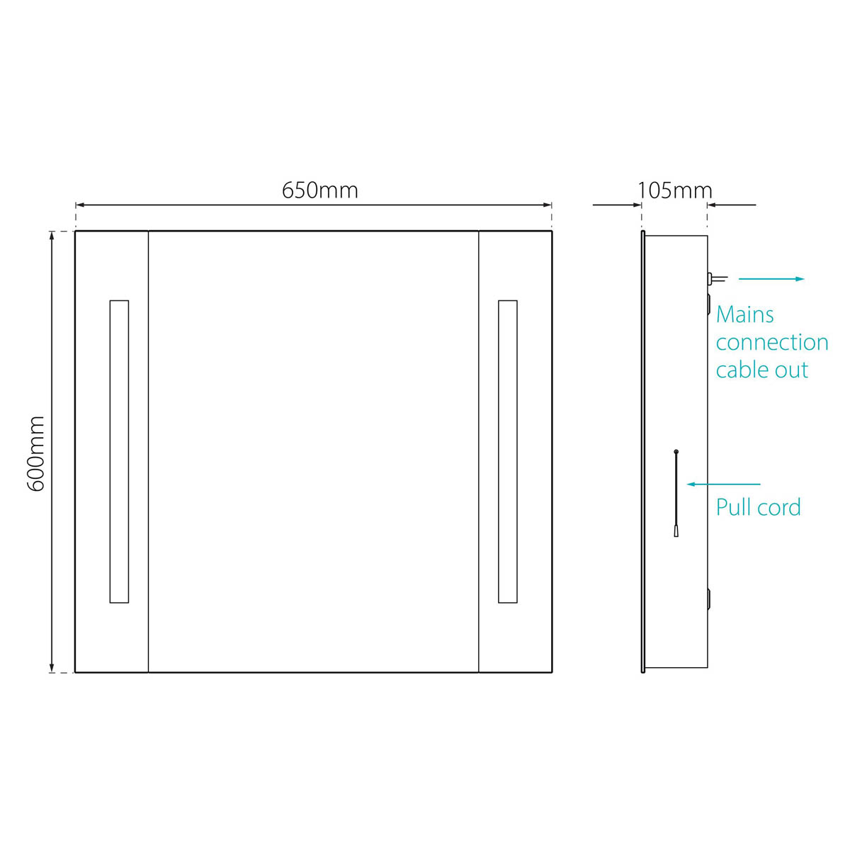 Bathroom Mirrored Cabinet Soft Close Wall Mounted Illuminated (W)650mm (H)600mm - Image 3