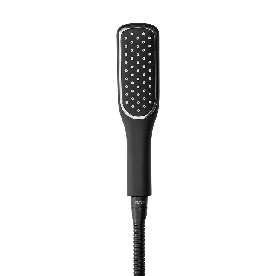 Triton Thermostatic Mixer Shower Dual Head Matt Black Brushed Steel Square - Image 7