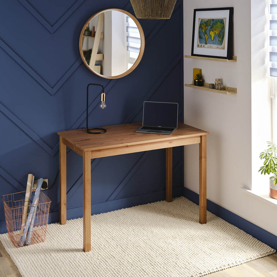 Home Office Desk Solid Wood Brown Rectangular Contemporary (H)750 (W)1100mm - Image 3