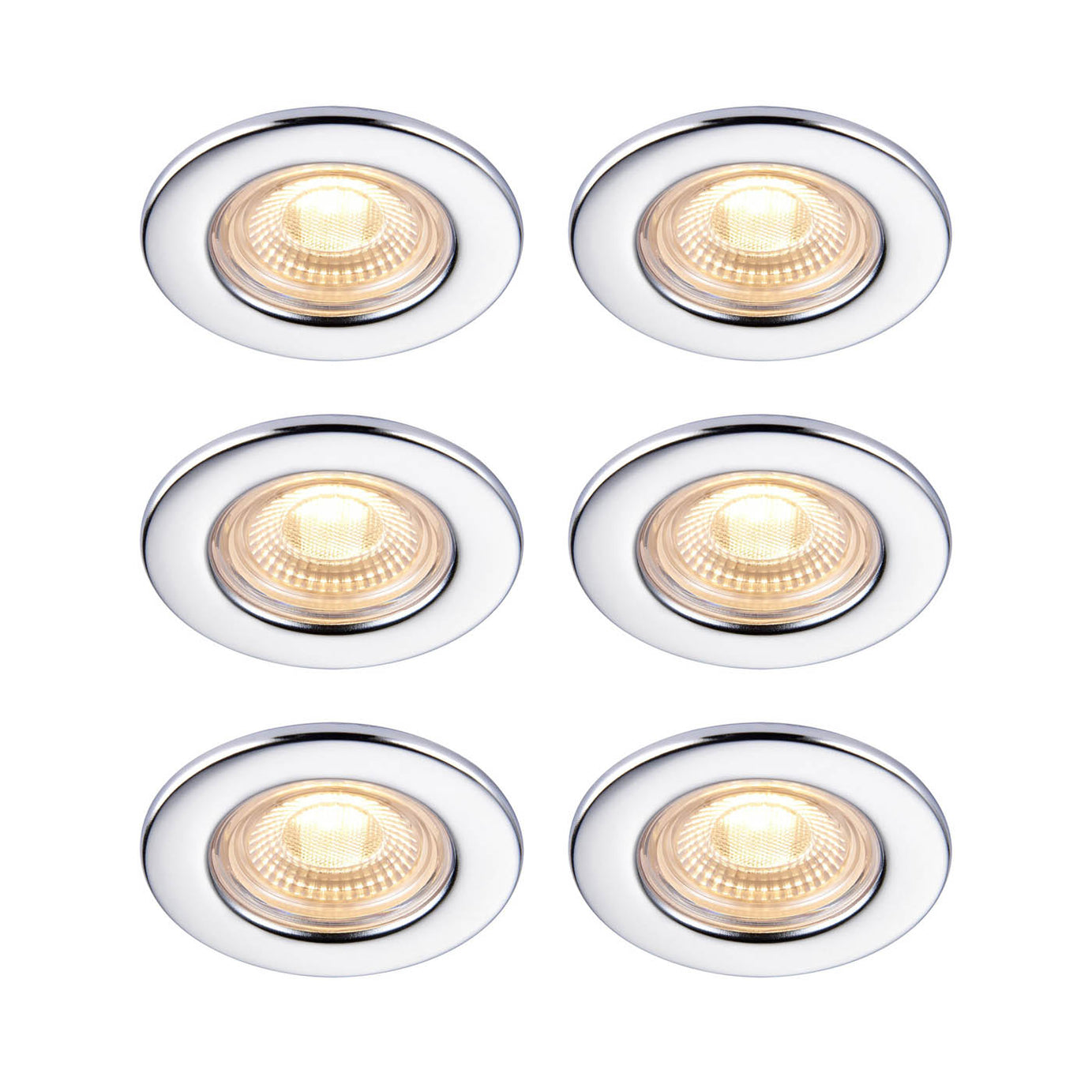 LED Downlight Chrome Fixed Fire Rated Warm White 450lm Dimmable Indoor Pack Of 6 - Image 1