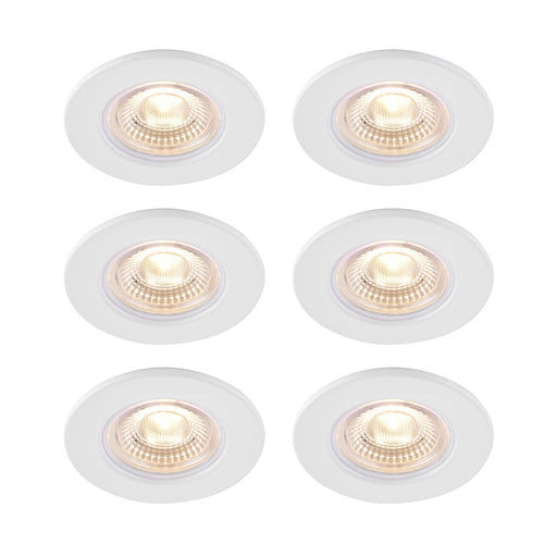 Downlight Integrated LED Warm White Metal Plastic Matt White Dimmable 6 Pack - Image 1